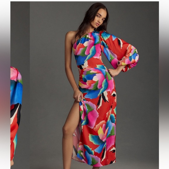 FARM Rio Dresses & Skirts - Farm Rio One-Shoulder Slim Floral Midi Dress